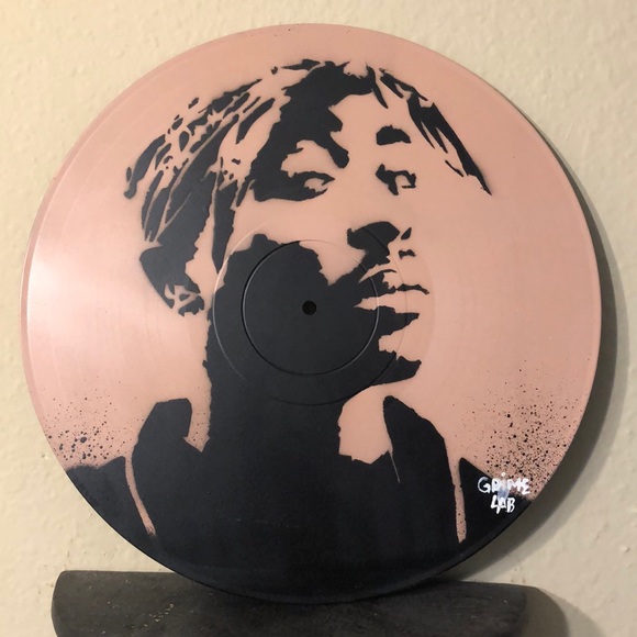 2pac Tupac Shakur original street art graffiti painting on vinyl art signed - Picture 1 of 4